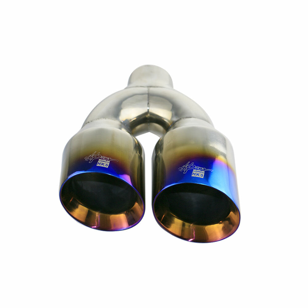 ya 1 7.4 2x Universal 2.5'' ID 4'' OD Tips End Dual Muffler Tip Blue 210mm Width