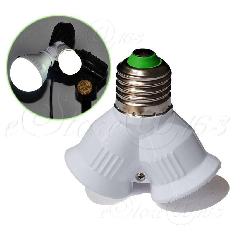 ya 14 2x 1To2 E27 LED Lamp Bulb Splitter Screw Holder Light Base Adapter Y Converter