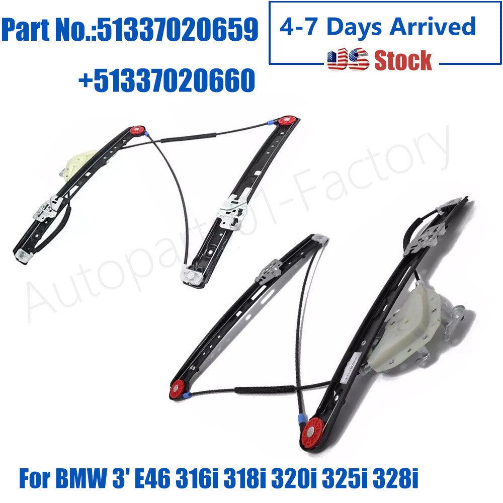 ya 1 6.30 1Pair Front Left Right Window Regulator for BMW 3' E46 316i 318i 320i 325i 328i