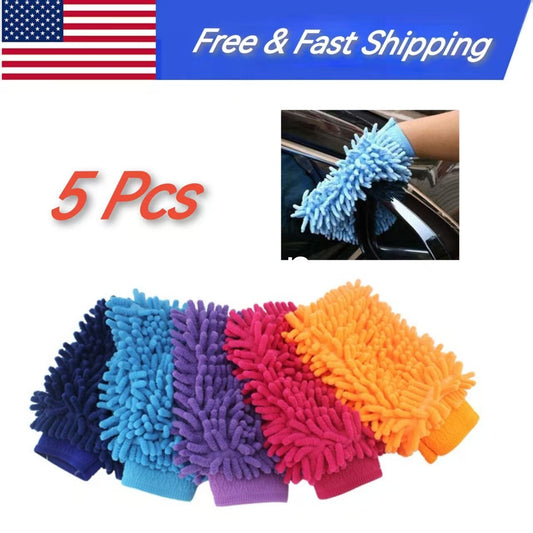 ya 12 5.22.2 5Pcs Car Wash Washing Microfiber Chenille Mitt Auto Cleaning Glove Dust Washer