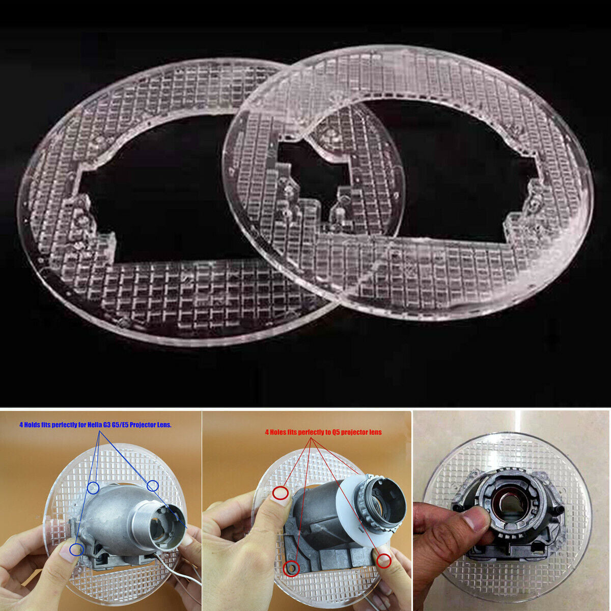 ya 13 5.27.2 2x Car Headlight Retrofit Mounting Bracket Frame for Q5 G3/G5 E5 Projector Lens