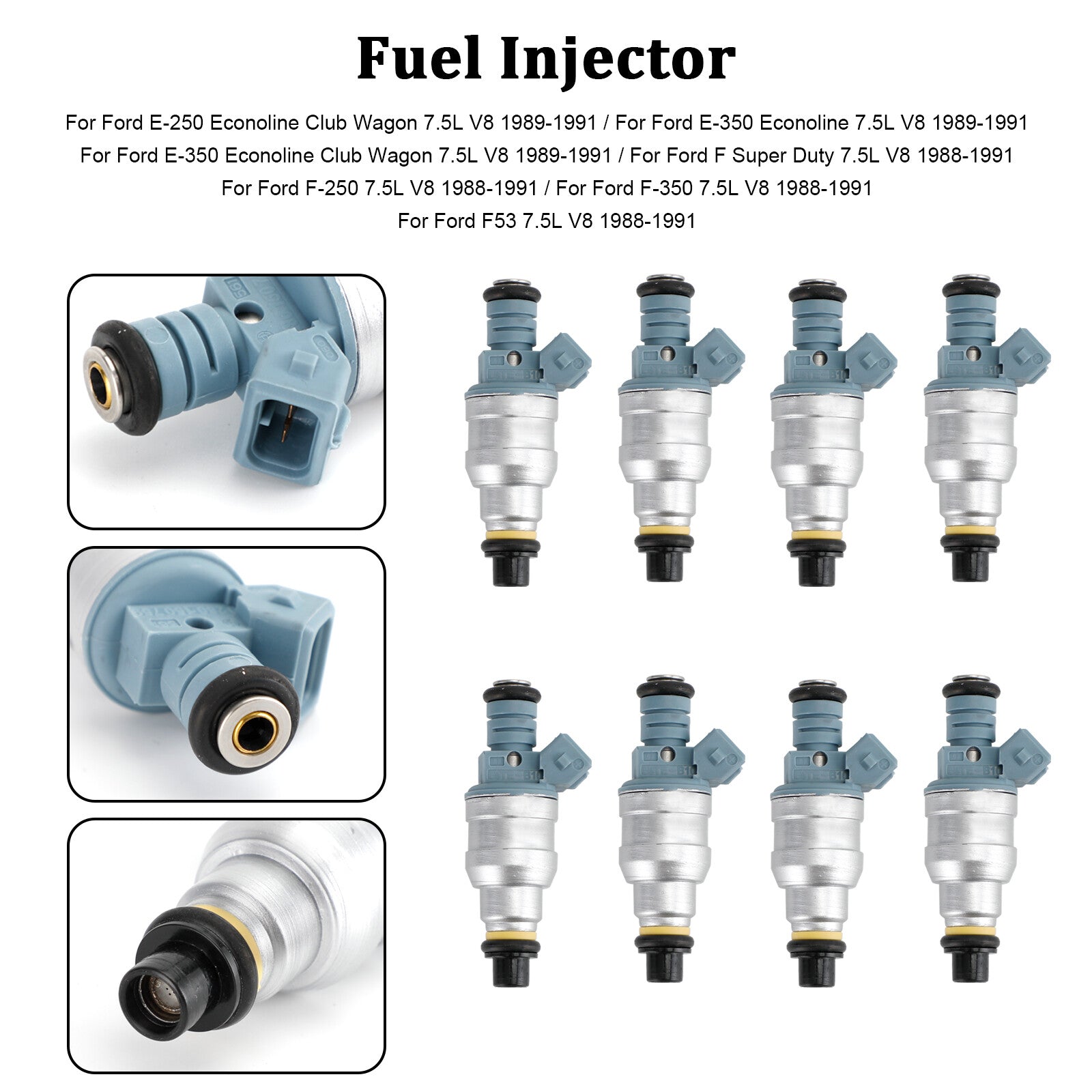ya 1 8.5.4 8PCS Fuel Injectors 0280150759 for E-250 E-350 7.5L V8 1988-1991 822-11120