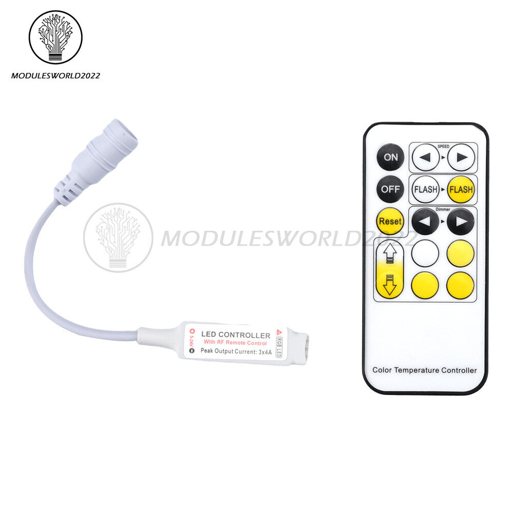 ya 14 DC5-24V RF 15 Keys Remote Dimmer Controller For Dual Color LED Strip Lights