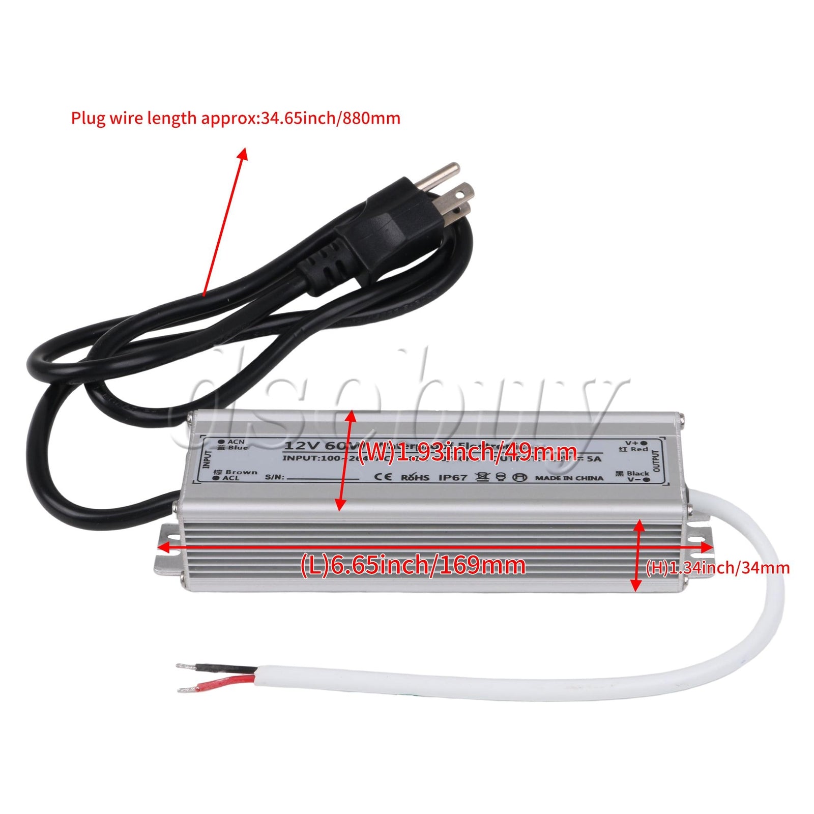 ya 14 AC100-264V to DC12V 60W Transformer Adapter for LED Light Low Voltage Output