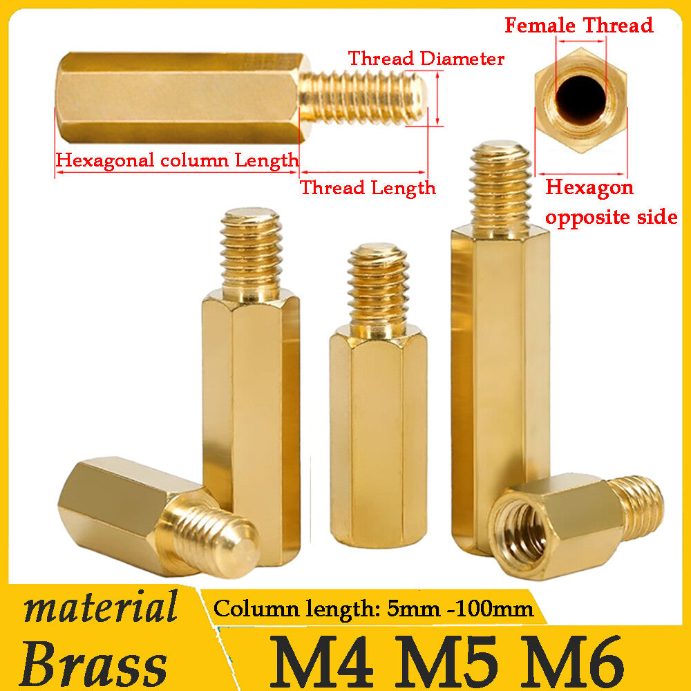 M4-M6 Male to Female Brass Hex Pillar Thread Standoff Spacer 3mm-60mm for PCB PC