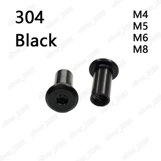 Black 304 Stainless Steel Rivet Nuts Hex Socket Furniture Connector Cap Nuts