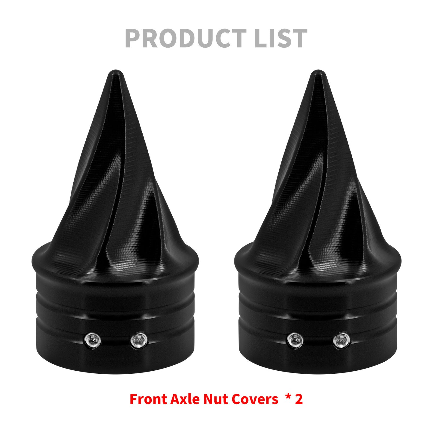 ya 5 8.7 Black Twisted Spike Front Axle Nut Covers for Harley Touring Electra Glide