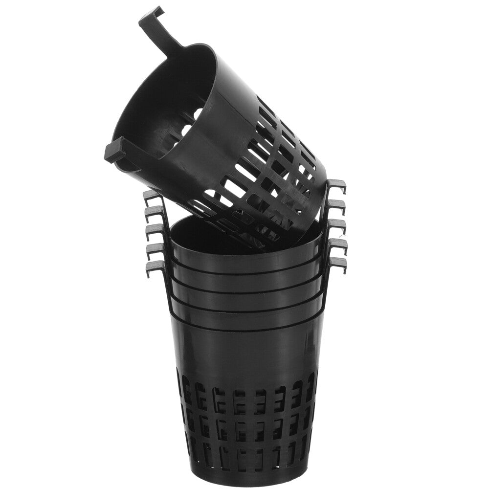 ya 14 6PCS Planting Basket Black Plastic Slotted Net Plant Cups Hanging Plant Basket