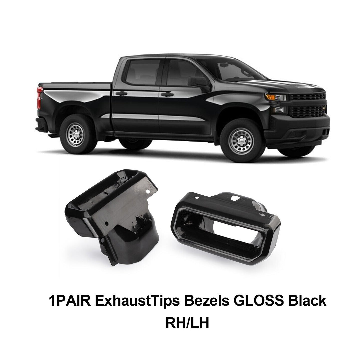 ya 4 6.17.2 Tips Bezels Black 84434641 for Chevy for Silverado for GMC Sierra 19-24 84434642
