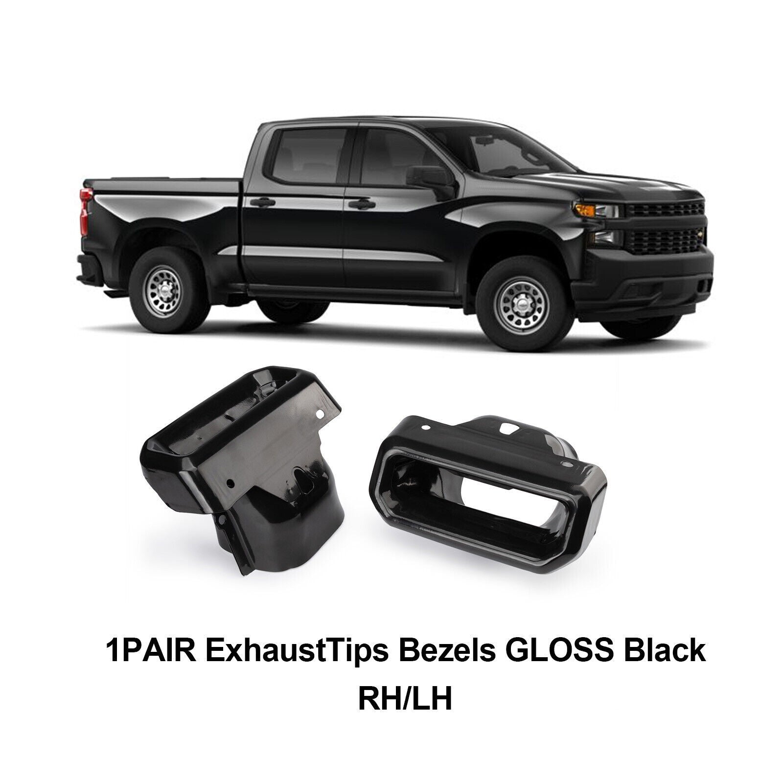ya 4 6.17.2 Tips Bezels Black 84434641 for Chevy for Silverado for GMC Sierra 19-24 84434642