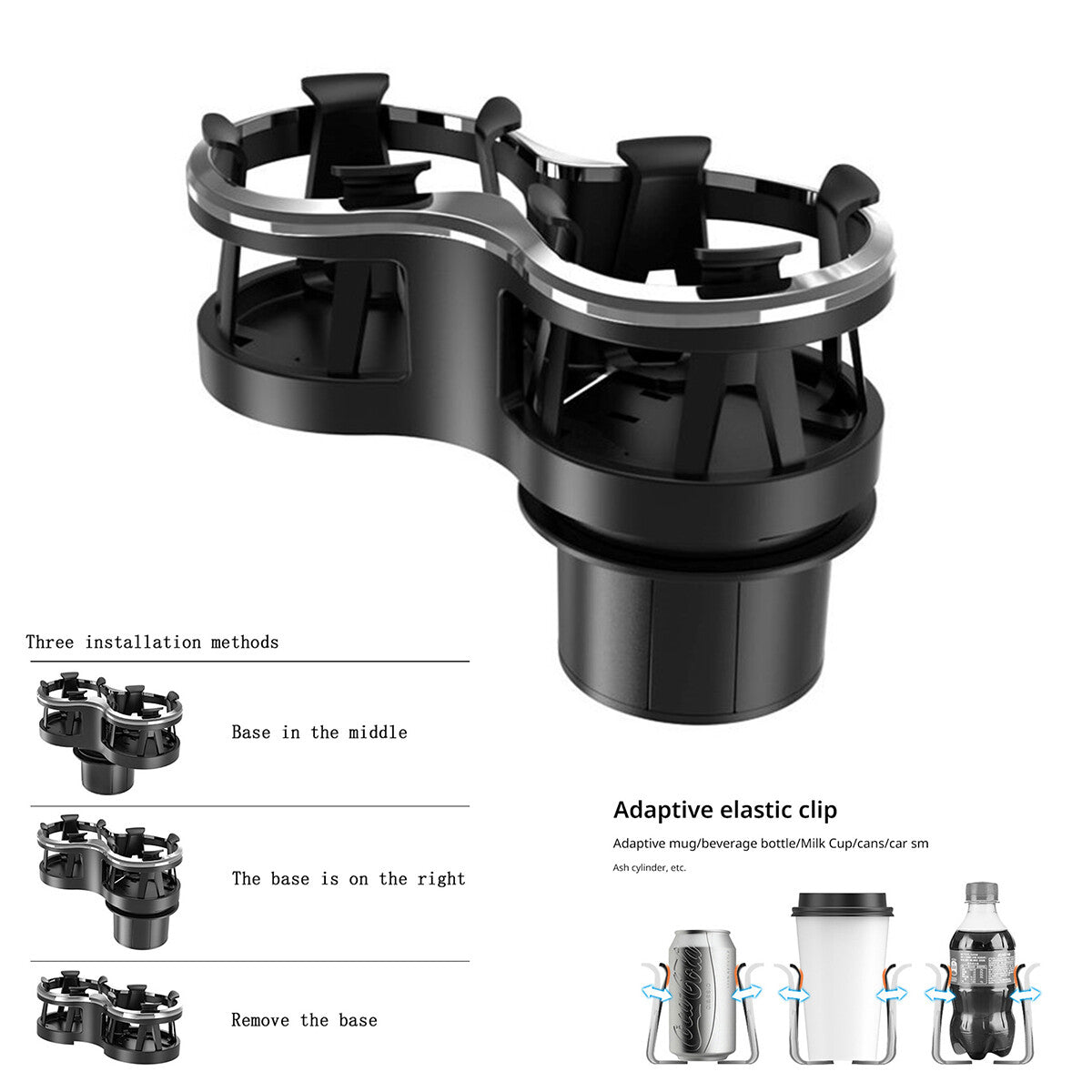 ya 4 6.21 Universal Car Double Glass Frame Drink Elastic Cup Holder Base Adjustment