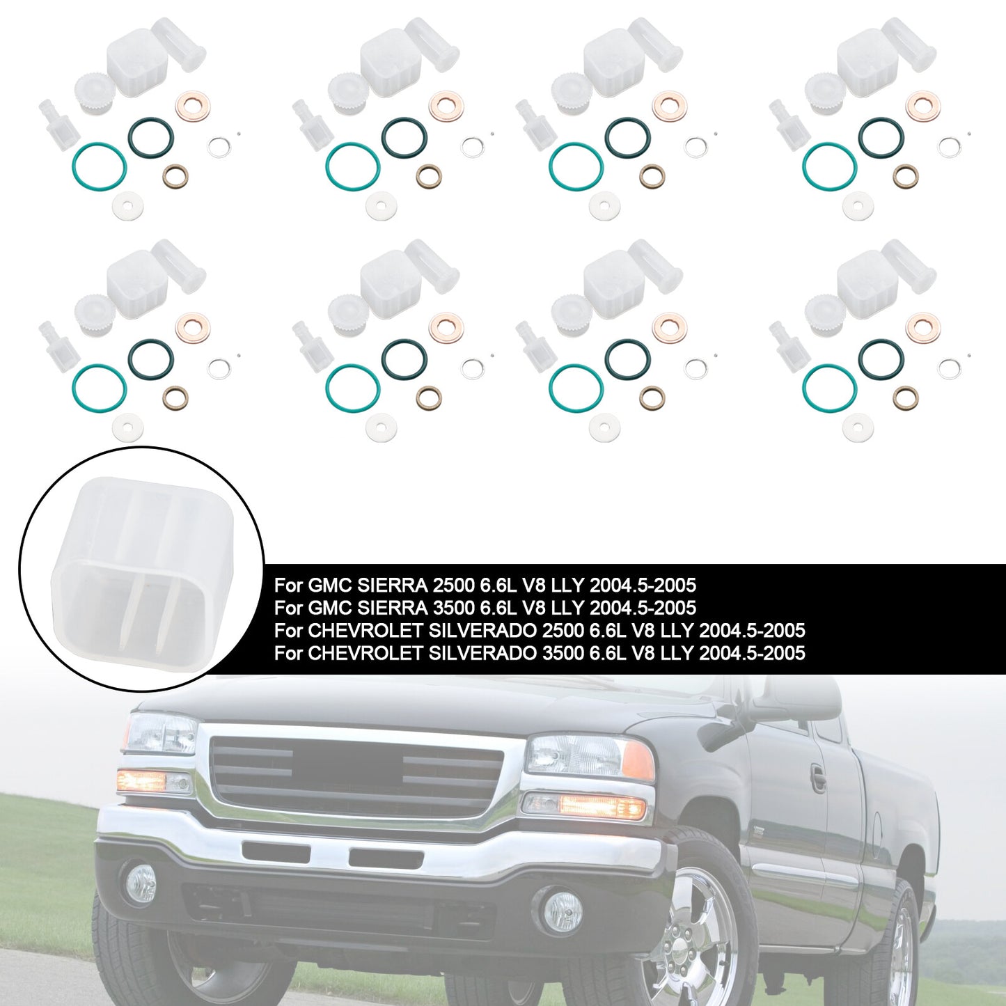 ya 1 8.5.2 8PCS Fuel Injector Repair Kit for Chevy for GMC Duramax 6.6L 2004-2005 Diesel
