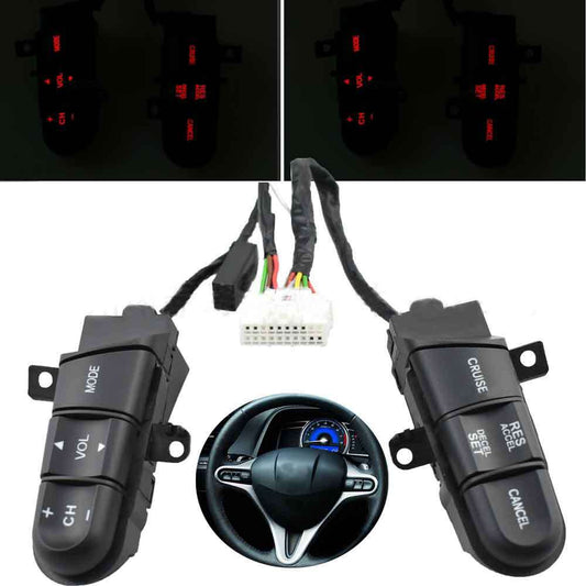 ya 1 8.5.2 Steering Wheel Audio Control Cruise Switch Button for Honda for Civic 2006-2008 Red