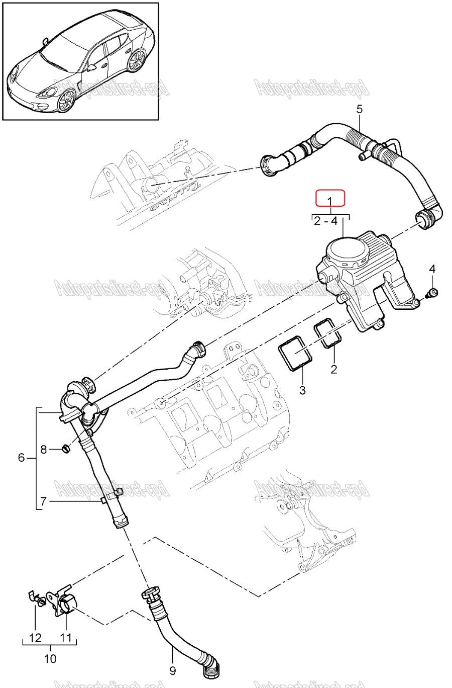 ya 1 8.5.2 94810713521 Oil separator for Porsche for Cayenne 958 92A for PANAMERA 970 3.6L 4.8L liters 
