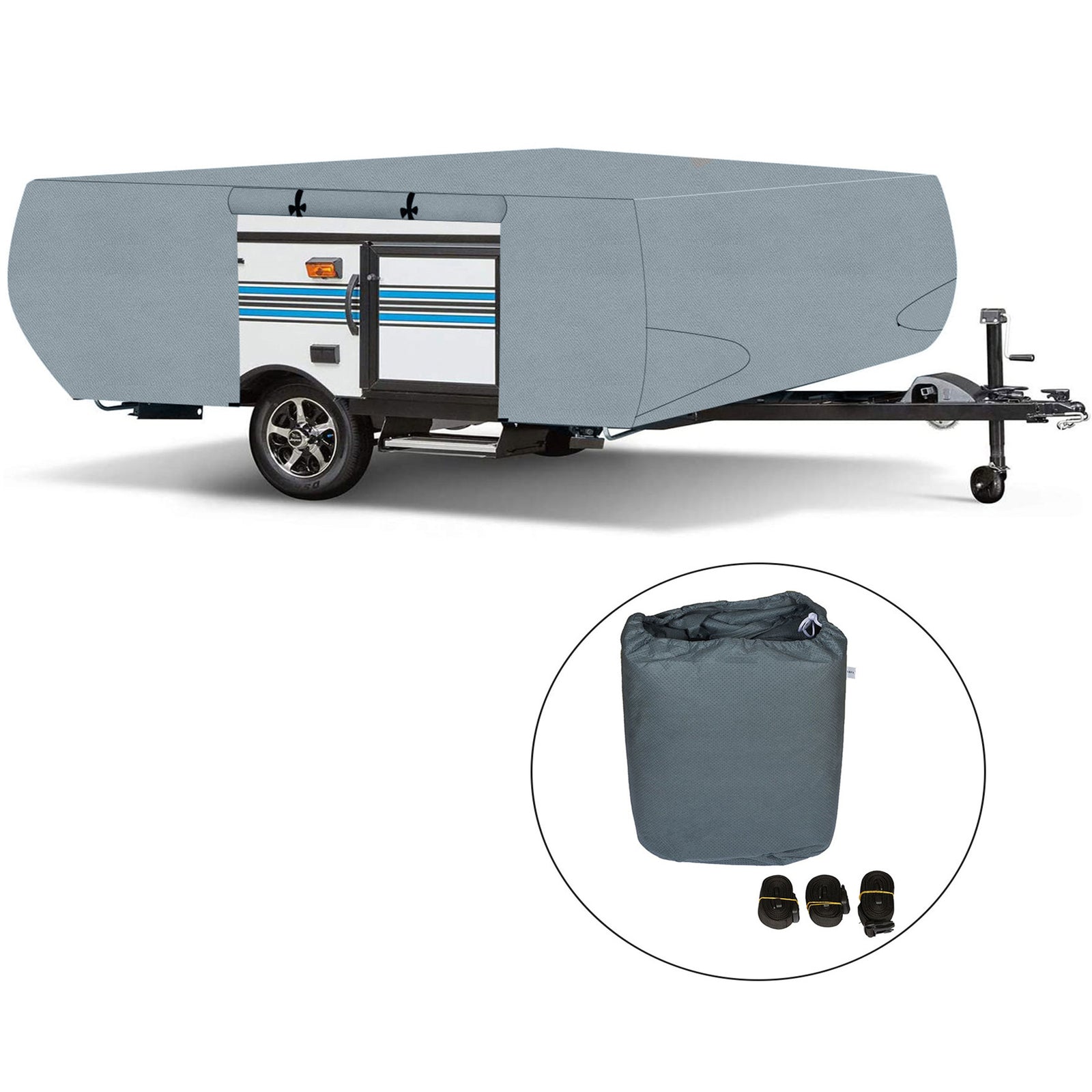 ya 5 8.7 Suitable for folding pop-up trailers and RV covers suitable for 16 to 18 feet gray waterproof and tear-resistant