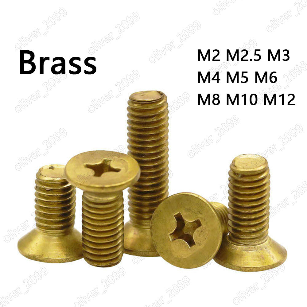 M2 M2.5 M3 M4 M5 M6 M8 M10 M12 Brass Phillips Cross Countersunk Flat Head Screws