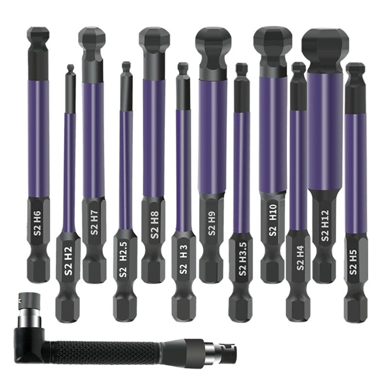 ya 26 13Pcs Ball End Hex End Set 2/2.5/3/3.5/4/5/6/7/8/9/10/12mm Screw Driver Bit Set