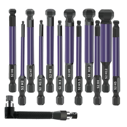 ya 26 13Pcs Ball End Hex End Set 2/2.5/3/3.5/4/5/6/7/8/9/10/12mm Screw Driver Bit Set