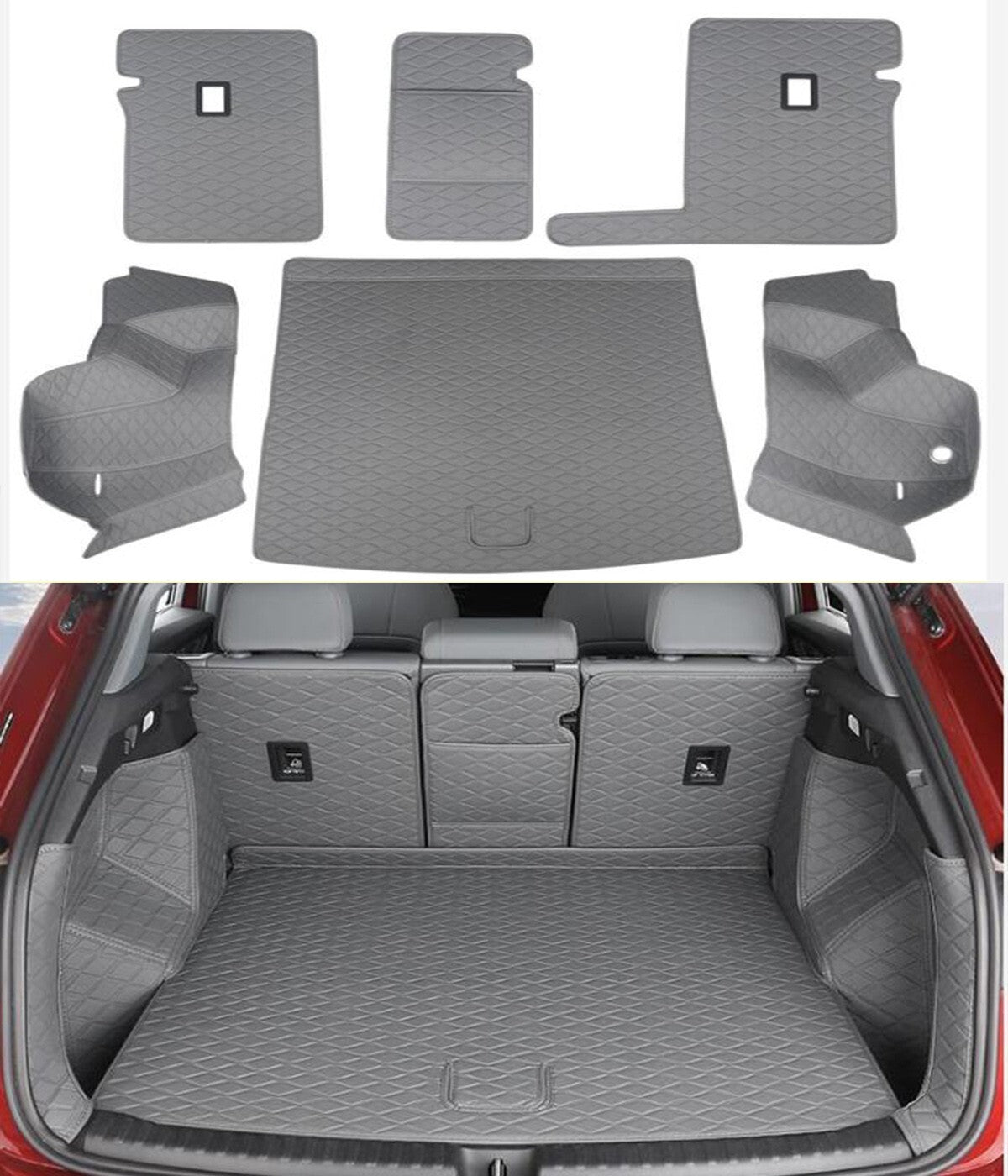 ya 7 6.10.3 Car Leather Boot Cargo Liner Tray Rear Trunk Floor Mat for Audi Q4 e-tron 2022+