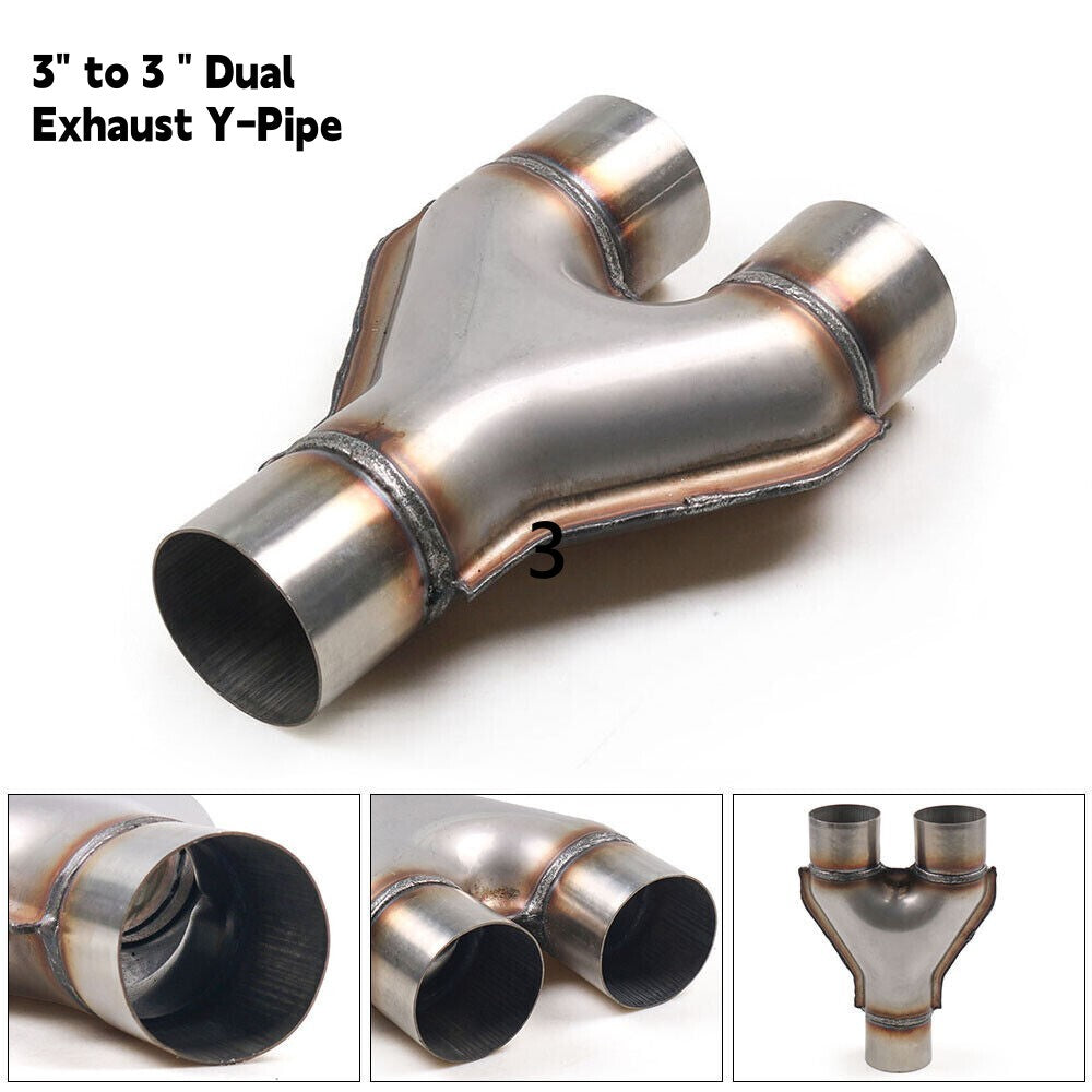 ya 4 6.17.2 Universal Stainless Steel 3 Inch Dual Diesel Y Pipe Inlet 3 Outlet 3