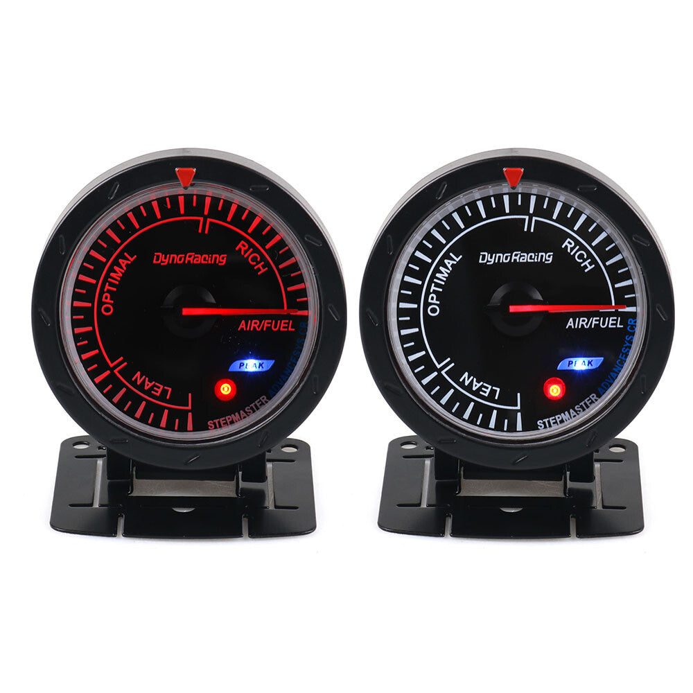 ya 1 8.5.3 2.5 Inch 60mm Car Air Fuel Ratio Meter White and Red LED Tachometer Black Face Car Meter 