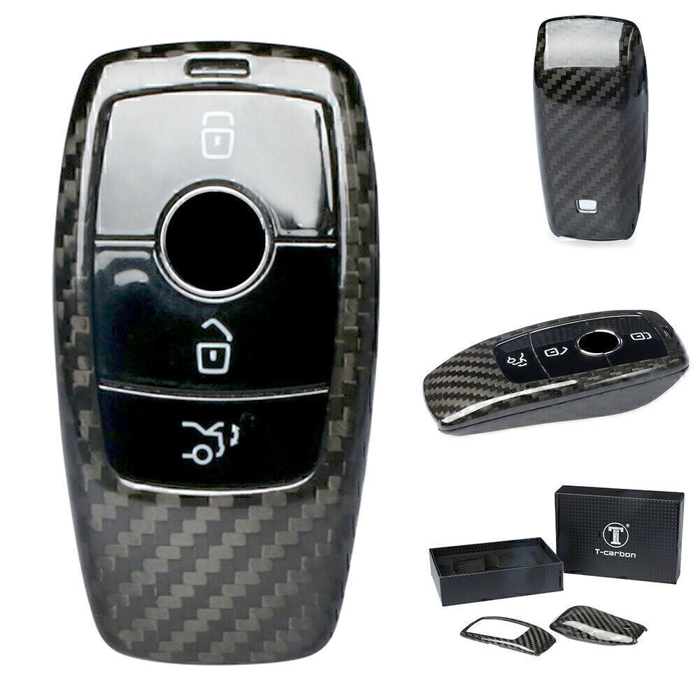 ya 5 8.7 Remote Key Fob Cover Carbon Fiber Black Fit for Mercedes-benz E-Class W213 2017 2018