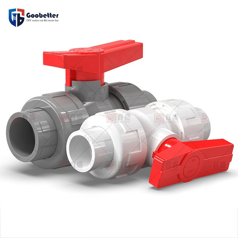 White 25/32/40/50/63/75mm PVC 2-Way Union Ball Valve for Plumbing 1 Pcs