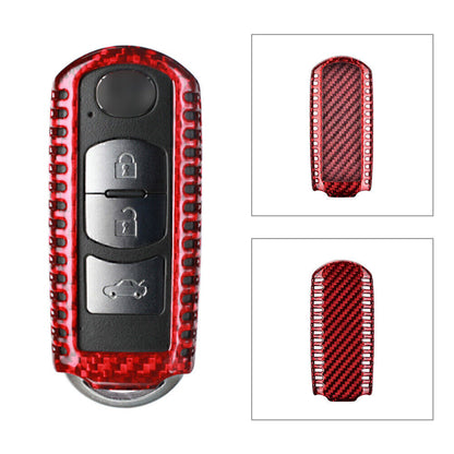 ya 5 8.7 Remote Key Fob Cover Fit for Mazda 2 3 5 6 CX-3 CX-5 CX-9 2009- Carbon Fiber Red Car