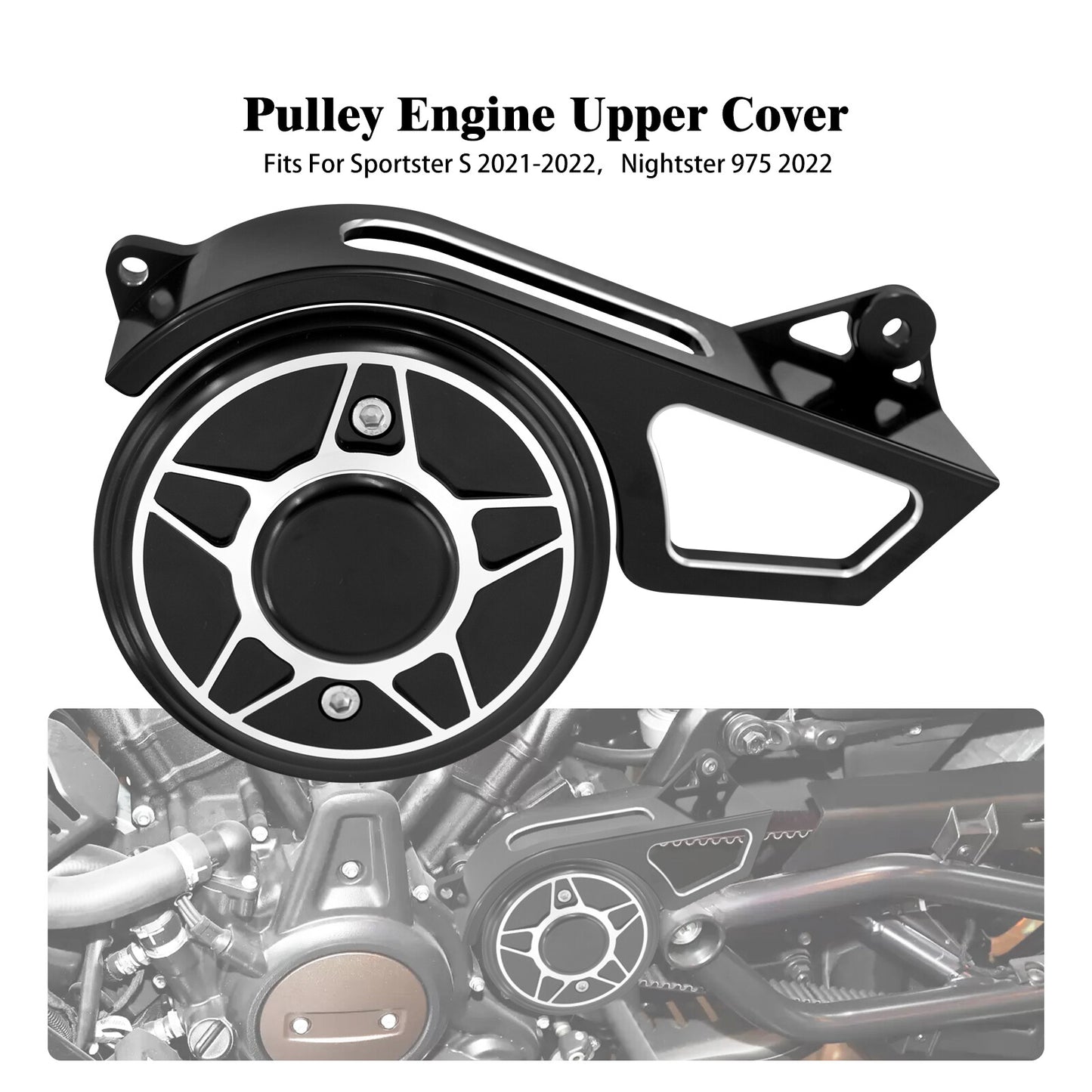 ya 5 8.7 Black Side Sprocket Pulley Engine Cover for Harley Sportster S RH1250S 2021-2023