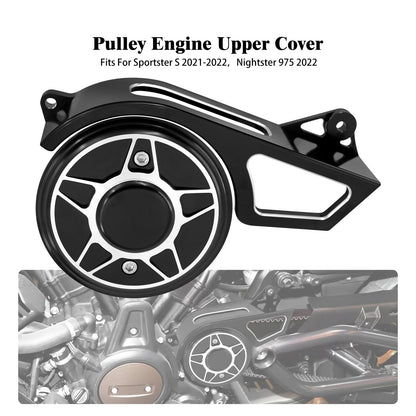 ya 5 8.7 Black Side Sprocket Pulley Engine Cover for Harley Sportster S RH1250S 2021-2023