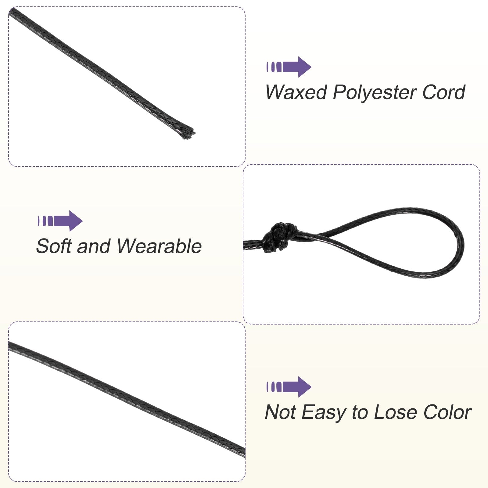 ya 5 8.7 Black 1mm Waxed Cord 11 Yard Wax Bead Thread String for Jewelry Make