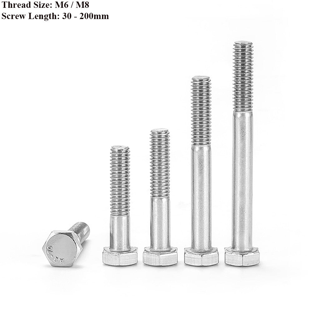Hex Head Bolts Partial Threaded M6 M8 Stainless Steel Hexagon Screws All Length