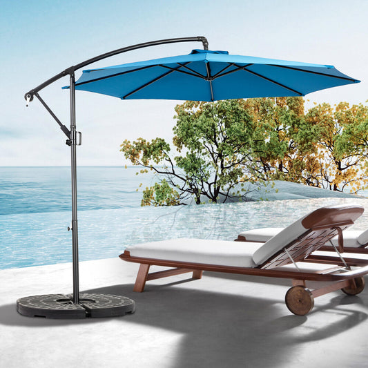 ya 28 For Backyard 10ft Dark Blue Offset Patio Umbrella Easy Tilt, 8 Ribs, Polyester