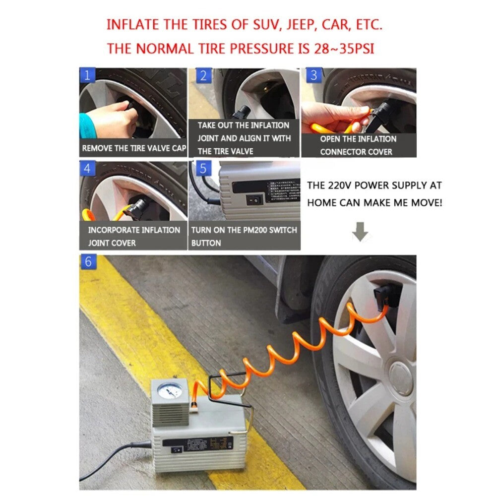 ya 14 220V Home Portable Car Tire Pump Air Column Machine PM200 Electric Inflator