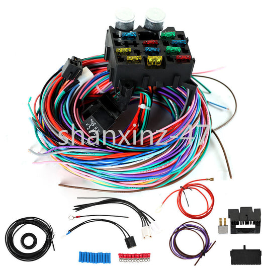 ya 2 6.29 Universal Extra Long Wire 12 Circuit/10 Fuse Wiring Harness Kit for Chevrolet