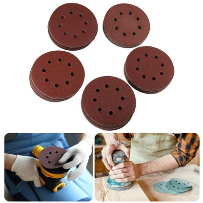 ya 14 100Pcs 5inch 8 Hole Sandpaper Adhesive Sandpaper Including 40# 60# 80# 120# 180#