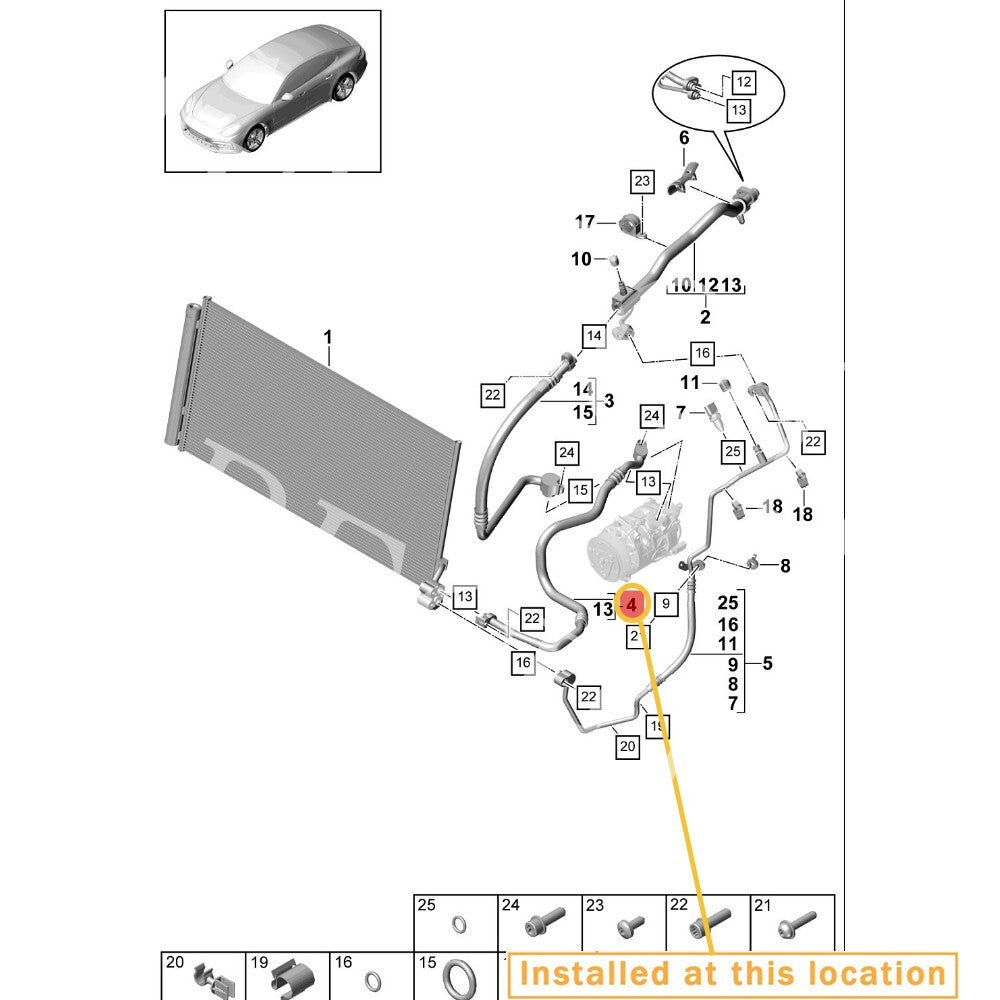 ya 12 5.22.2 Suitable for Porsche for PANAMERA air conditioning refrigerant pressure line OE:971260710