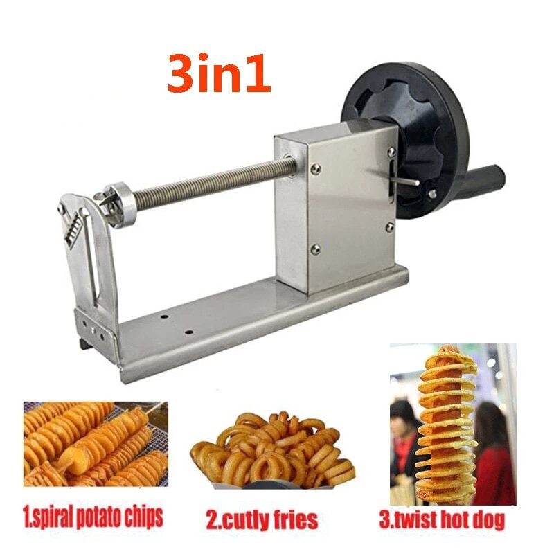 ya 26 3 in 1 Manual Hot Dog Spiral Potato Cutter Tor do Potato Chips Slicer Machine