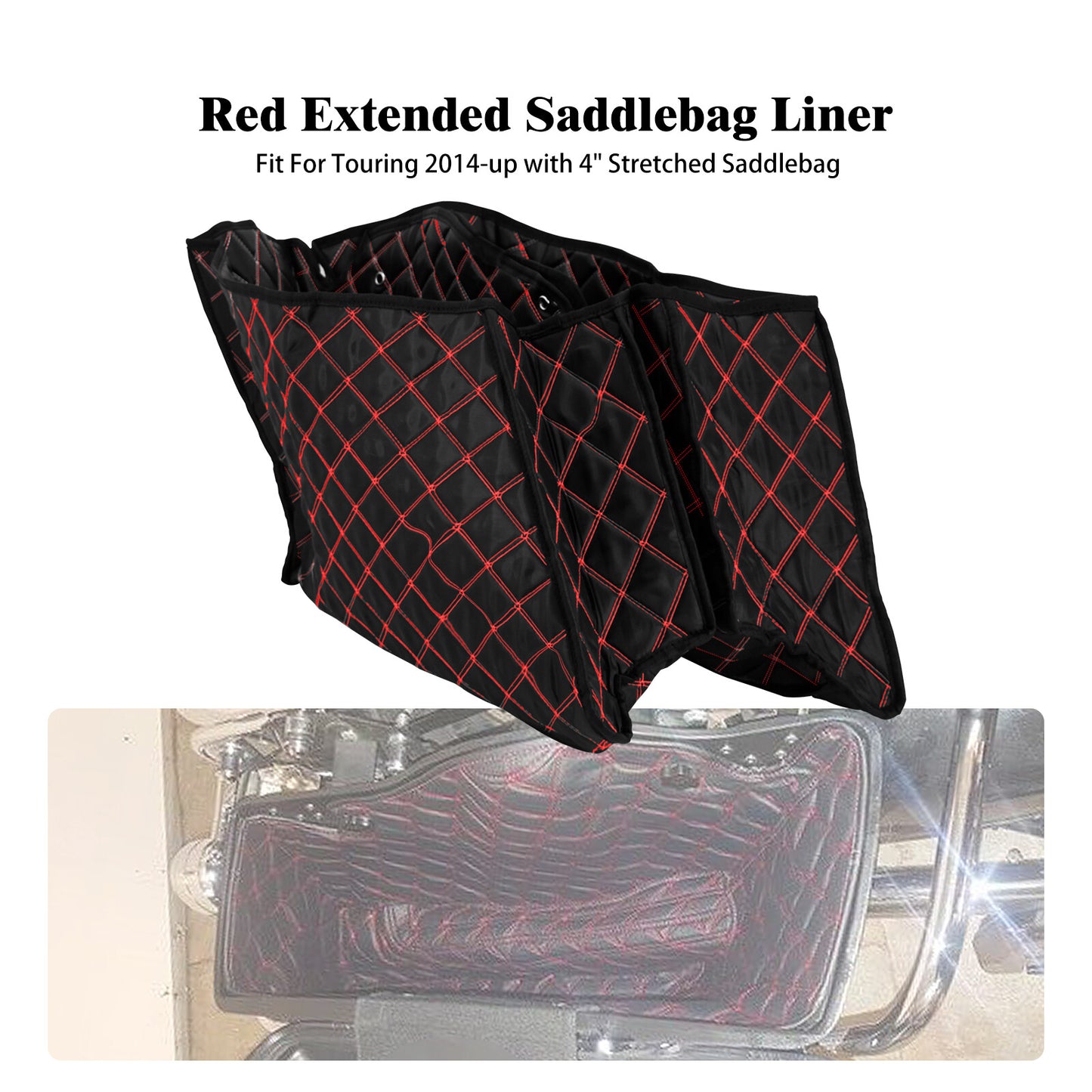 ya 11 6.5 4 Extended Saddlebag Bag Inserts w/ Red Line for Harley Electra Road Glide 14+