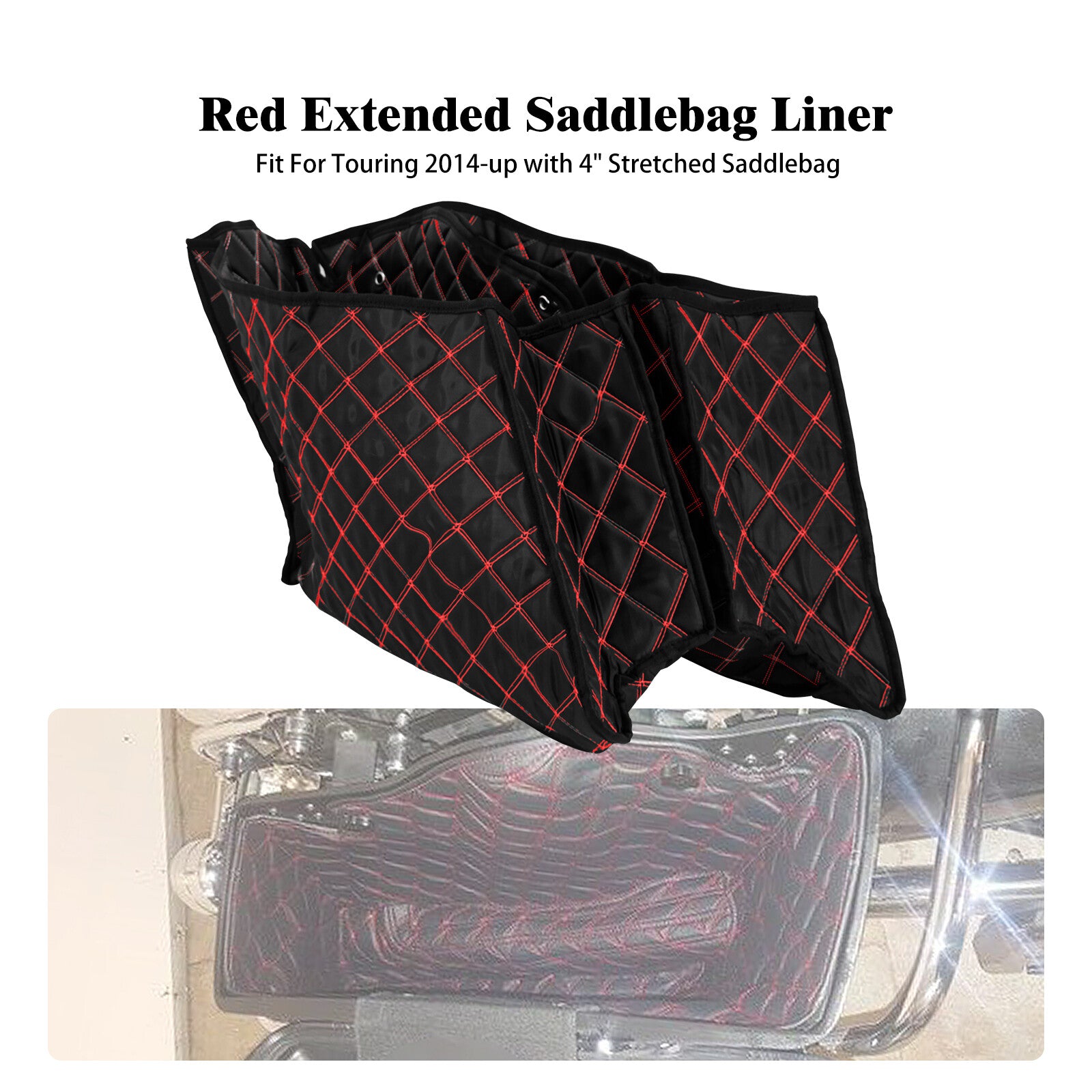 ya 11 6.5 4 Extended Saddlebag Bag Inserts w/ Red Line for Harley Electra Road Glide 14+