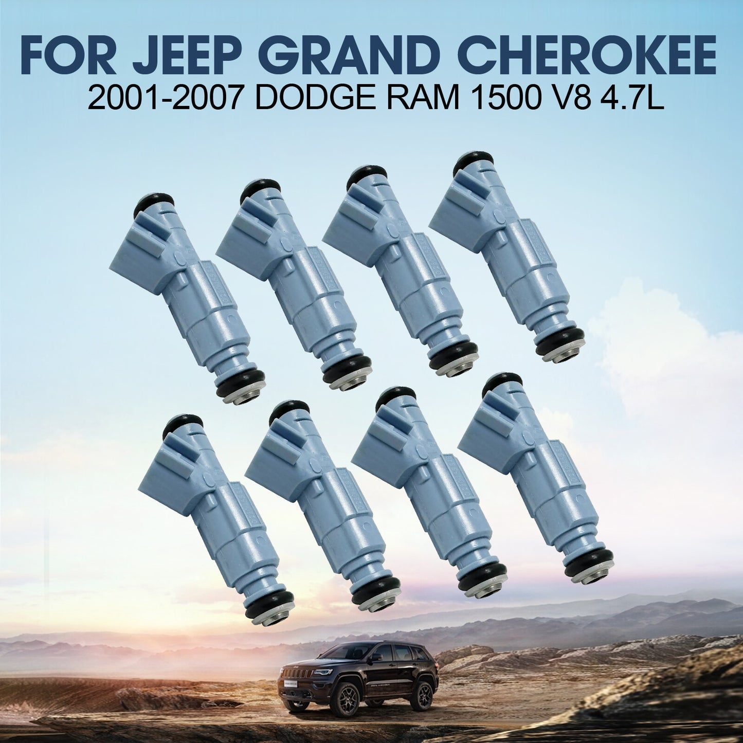 ya 1 8.5.2 Fuel Injectors Gas Set Of 8 for Jeep Grand Cherokee 2001-07 for Dodge for Ram 1500 V8
