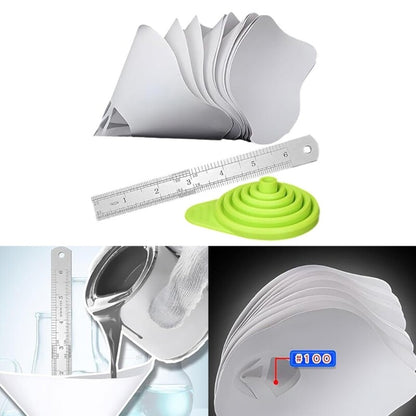 ya 14 Paper Paint Filters Silicone Funnel Metal Ruler with Clear Scale for DIY Project