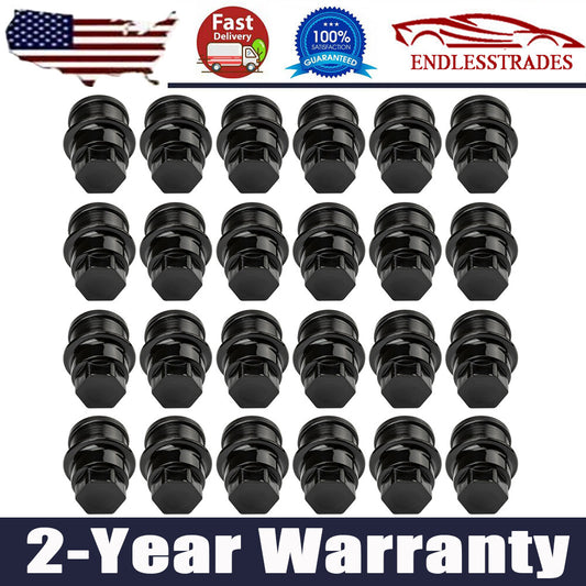 ya 2 7.14 Set of 24 12472838 9597158 15767268 Black Wheel Nut Covers M27-2.0 Hex 22mm USA