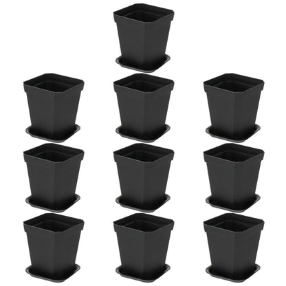 ya 14 10Pcs Plastic Flowerpots Thick Square with Tray for Garden