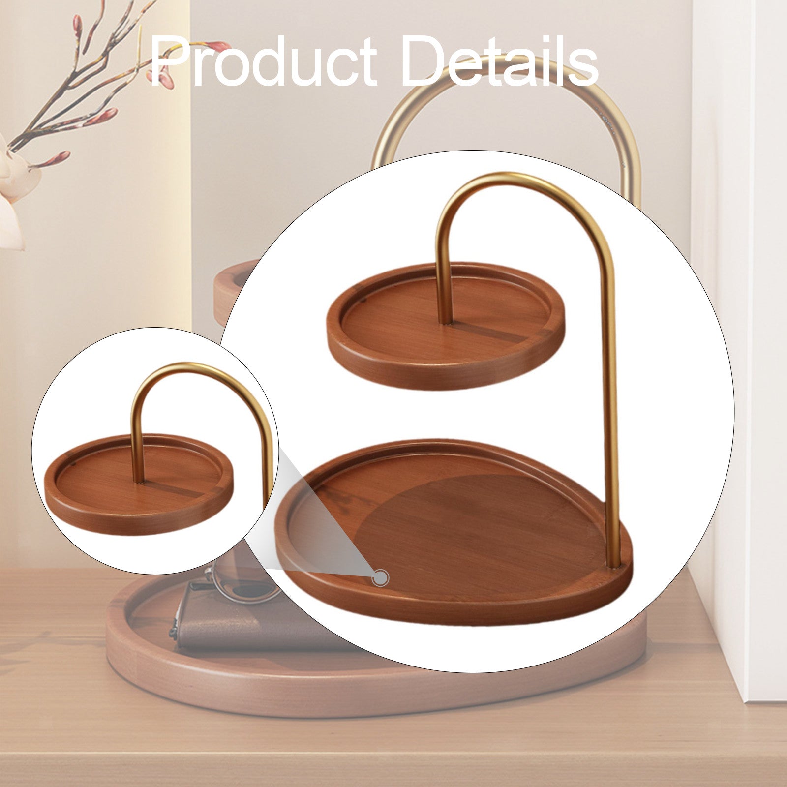 ya 25 2 Tiered Decorative Tray Centerpiece Rustic for Bedroom Bracelets Bathroom