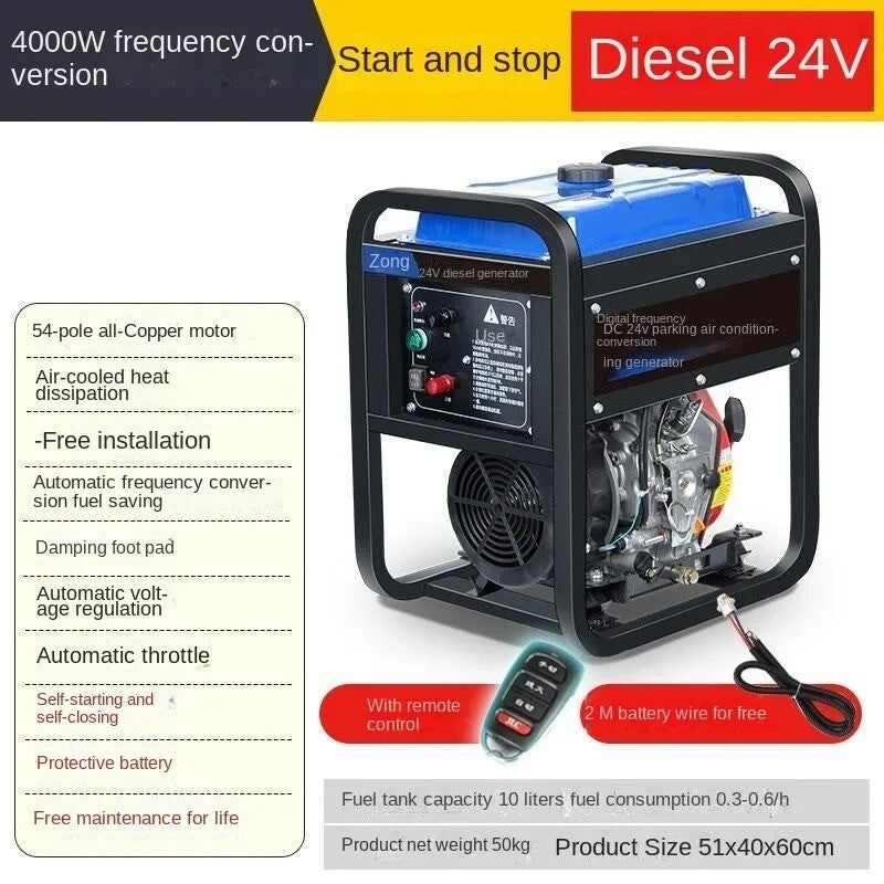 ya 26 24V 4KW equency Conversion Diesel Generator for Parking Air Conditioner 10L