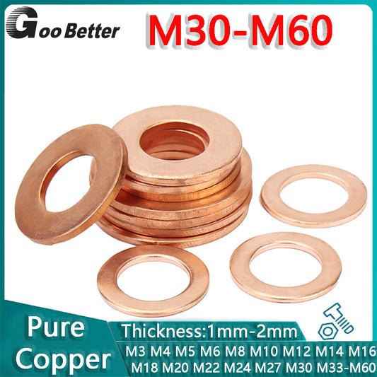 Copper Sealing Washers Metric M3 M4 M5 M6 M8 M10 M12 M14-M60 Flat Seal Washer