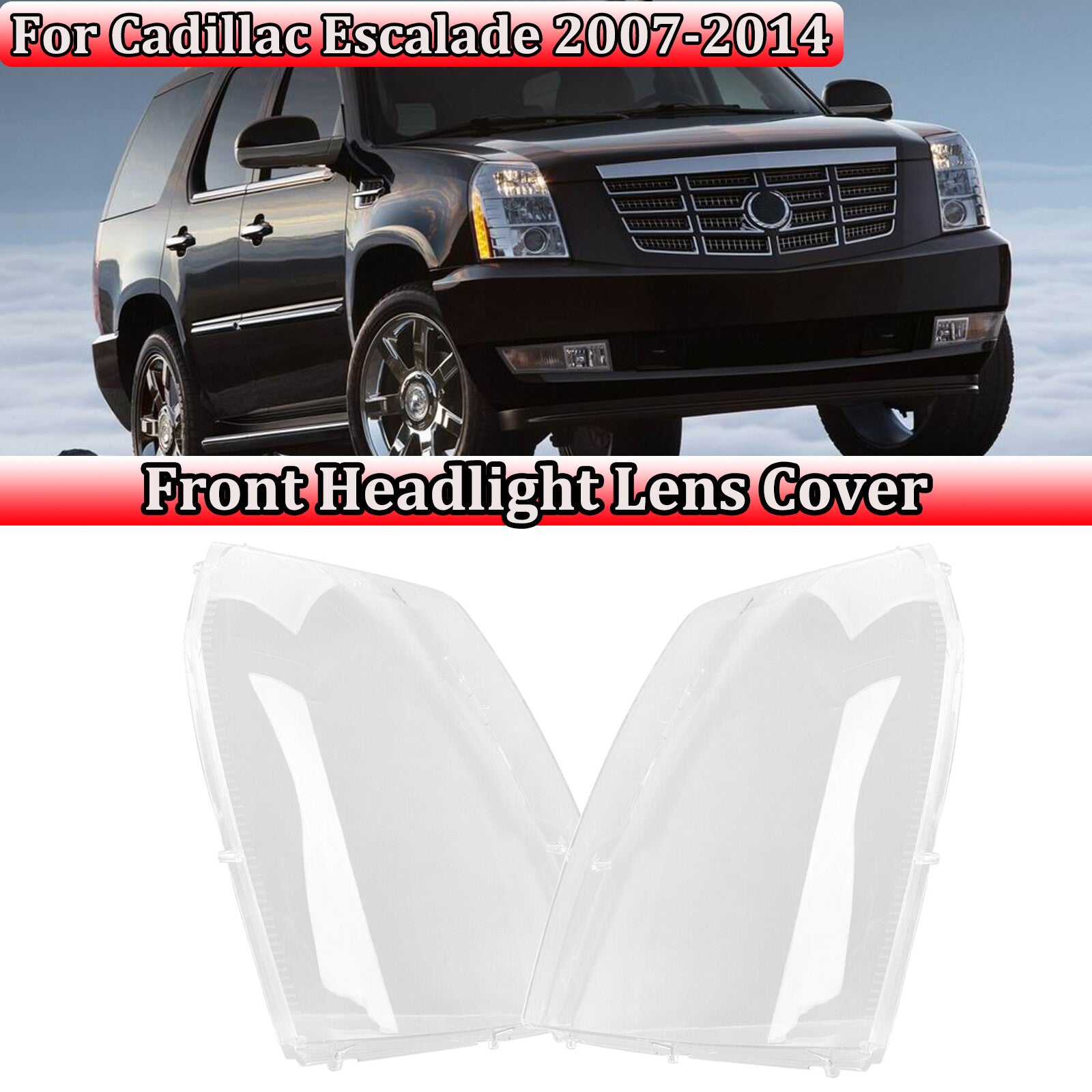 ya 13 5.27.2 for Cadillac for Escalade 2007-2014 Pair Headlamp Replacement Headlight Lens Cover