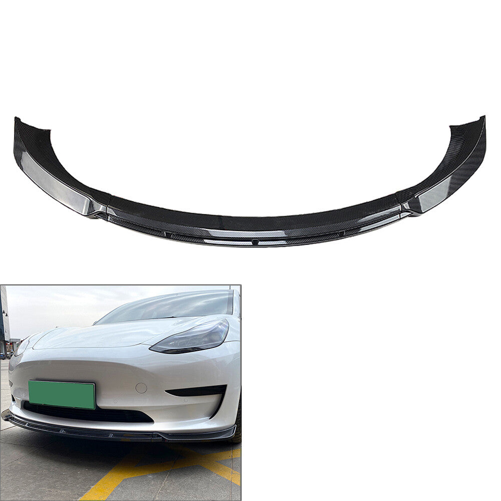 ya 4 6.17 Front Bumper Lip Chin Spoiler Splitter Carbon Fiber Fit for Tesla for Model 3 2017-2021