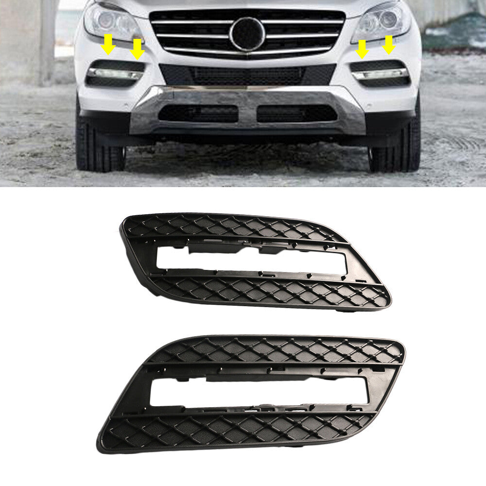 ya 27 6.18.2 2Pcs Front Bumper Fog Light Grille Cover Left & Right for 2012-15 for Mercedes ML350